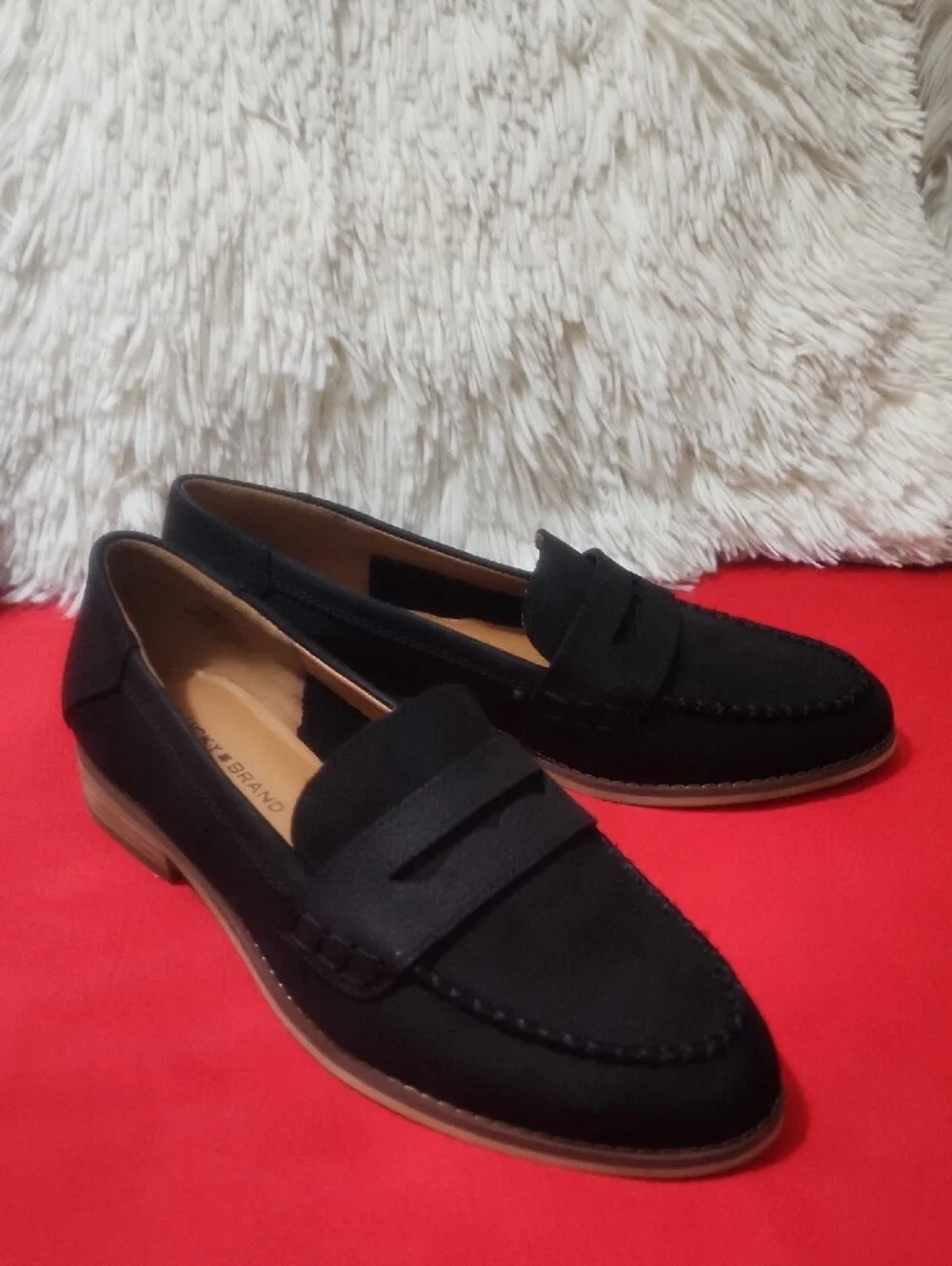 Lucky BrandEryka Black Penny Loafers with Tan Trim